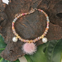 Lade das Bild in den Galerie-Viewer, Armband rosé mit Puschel, 17 cm 🖐