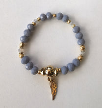 Lade das Bild in den Galerie-Viewer, Armband violett mit Flügel, 17 cm 🖐