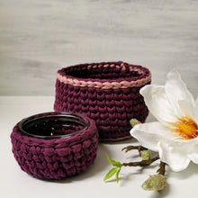 Lade das Bild in den Galerie-Viewer, Häkelkörbchen, Pflaume, ∅ ca. 13 cm 🖐