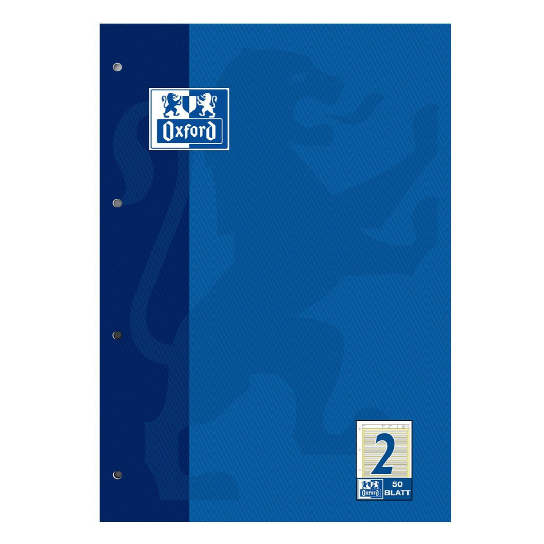 Arbeitsblock, DIN A4, Lineatur 2, 50 Blatt, Oxford