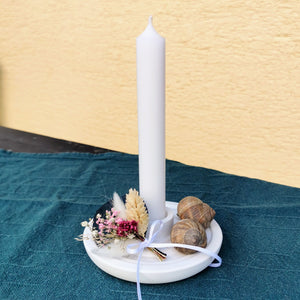 Kerzenhalter mit Rillen, weiß, ca. 12 cm 🖐️