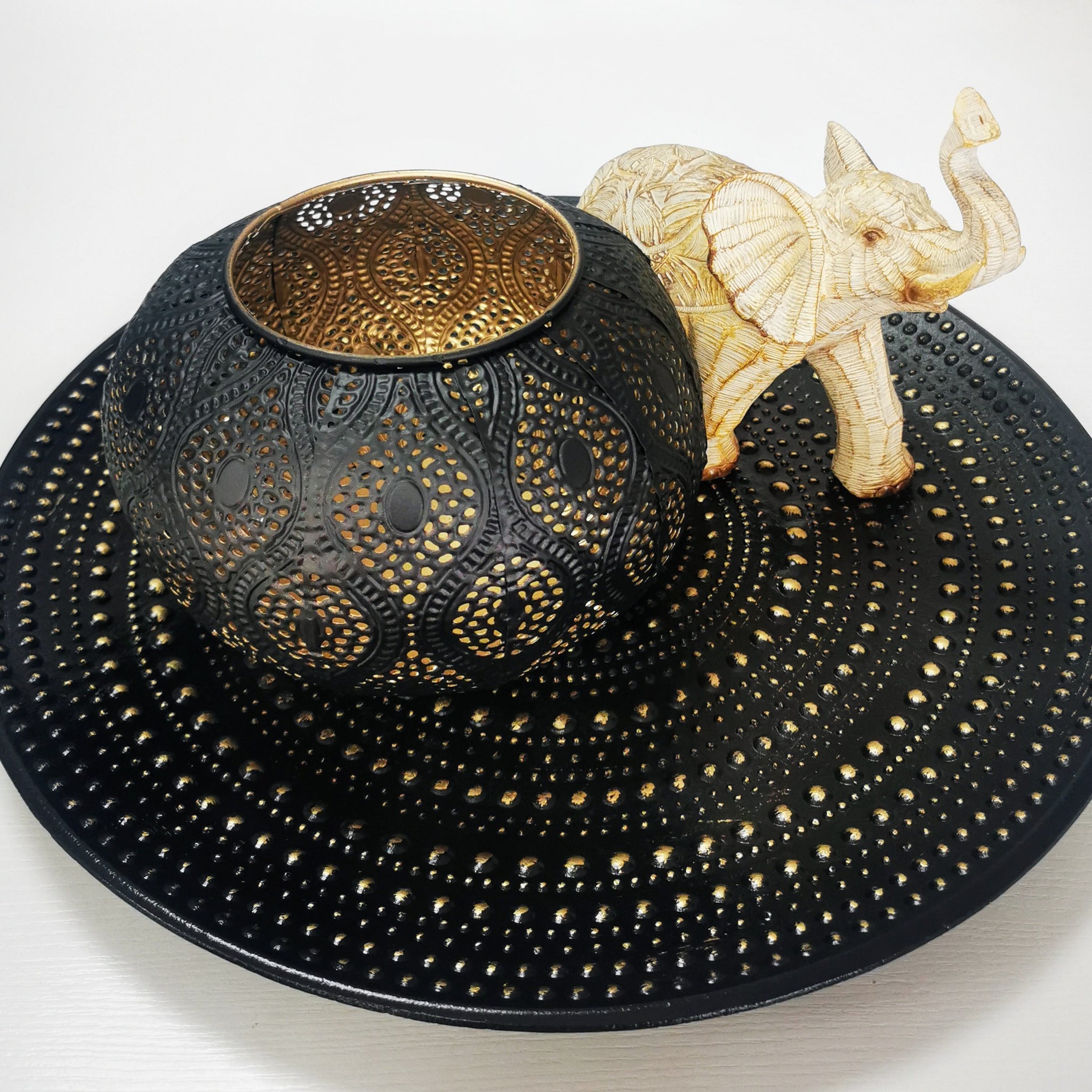 Dekoteller schwarz/gold, 39 cm – Herbertle