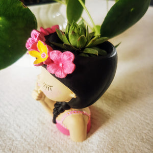 Blumentopf Mädchen, pink/gelb, ca. 10 cm 🖐