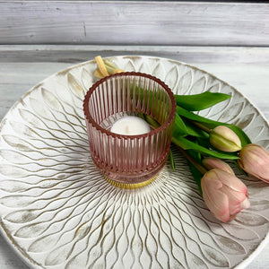 Windlicht rosa und gold, 9cm