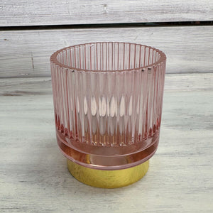 Windlicht rosa und gold, 9cm