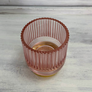 Windlicht rosa und gold, 9cm