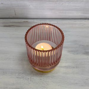 Windlicht rosa und gold, 9cm