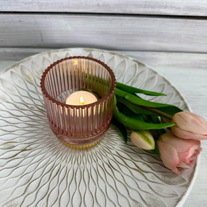 Windlicht rosa und gold, 9cm