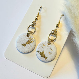 Polymer Clay Ohrringe, Kreis weiß & gold, ca. 5 cm 🖐️