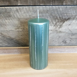 Kerze, smaragd-perlmutt 15 cm