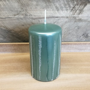 Kerze, smaragd-perlmutt 10 cm