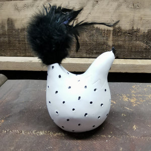 Huhn, schwarz/weiß, 10 cm