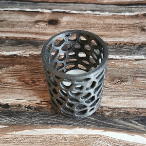 Teelichthalter "Voronoi", anthrazit/glitzer, 7 cm 🖐