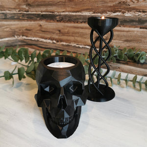 Teelichthalter "Skull" schwarz, 15 cm 🖐