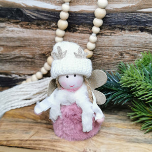Engel aus Plüsch mit weißer Mütze, 11 cm